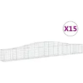 vidaXL Gabionen mit Hochbogen 15 Stk. 400x30x40/60 cm Verzinktes Eisen