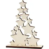 Creativ Company Freistehender Weihnachtsbaum aus Holz, Sternenform, dunkle Kanten, 19 cm hoch, 14,7 cm breit