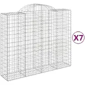 vidaXL Gabionen mit Hochbogen 7 Stk. 200x50x160/180cm Verzinktes Eisen