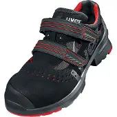 Uvex 85362, Unisex, Erwachsener, Sicherheitssandalen, Schwarz, Rot, ESD, P, S1, SRC, Klettverschluss