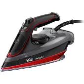 Braun TexStyle 5 SI 5057 RD, Dampfbügeleisen, Keramik-Bügelsohle, 2 m, 220 g/min, Schwarz, Rot, 50 g/min