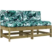 vidaXL Mittelsofas mit Kissen 2 Stk. Kiefernholz Imprägniert