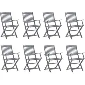 Syfax Klappbare Gartenstühle 8 Stk. mit Kissen Massivholz Akazie