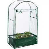 Relaxdays Gewächshaus Balkon, Pflanzsack, HxBxT: 153 x 89 x 49 cm, Foliengewächshaus, PVC-Folie, Stahl, transparent/grün
