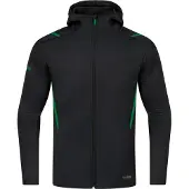 Jako Challenge Kapuzenjacke Damen schwarz meliert/sportgrün 36
