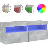 vidaXL TV-Wandschrank mit LED-Leuchten Betongrau 100x30x40 cm