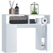 VCM Holz Wandregal | Überbau WC Toilette | Maße: H. 61 x B. 76 x T. 20 cm | 2 kleine Drehtüren mit ja 2 Fächer | 2 offene Regalfächer - Tinoli S