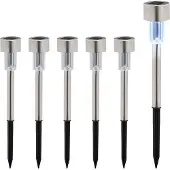 Relaxdays Solarlampen 6er Set, kaltweiß, wasserdicht, Dämmerungssensor, LED Solarlicht, HxD: 31 x 4,5 cm, silber/schwarz