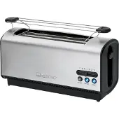 Clatronic 4 Scheiben-Langschlitztoaster | Auftau-/Aufwärm-/Schnellstoppfunktion | Stufenlos einstellbarer Bräunungsgrad | Edelstahlgehäuse | TA 3687