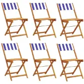 Syfax Klappstühle, 6 Stück, blau-weiß, Stoff und Massivholz