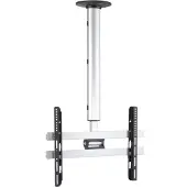 VCM Universal TV Deckenhalterung | 42-65 Zoll bis 50 kg | bis VESA bis 600x400 | höhverstelbar 74-130 cm | TV Halterung 360 Grad schwenkbar drehbar und 15 Grad neigbar | Fernseher Halter – CM4