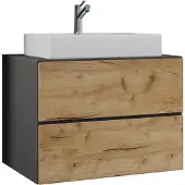 VCM 2-tlg. Waschplatz Waschtisch | Waschbecken Unterschrank Breite 60 cm | Badmöbel Set mit Schubladen | Lendas