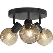 HOFTRONIC™ LED-Deckenleuchte 3 Spots 40W E14 Schwarz Bernsteinfarbenes Glas