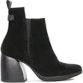MACIEJKA Stiefeletten aus Veloursleder naturschwarz mit 8 cm Absatz und Reißverschluss