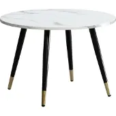 Wohnling Couchtisch 60x60x41cm Marmoroptik Weiß Metallgestell Modern Rund