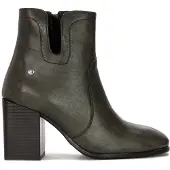 MACIEJKA Damen Stiefel, grün, aus genarbtem Leder, mit Reißverschluss und 8,5 cm Blockabsatz
