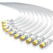 Primewire 10x LAN-Kabel CAT.7, RJ-45 (Ethernet), CAT 7 Flachband U/FTP Gigabit Netzwerkkabel 10 Gbit/s Patchkabel - 0,25m
