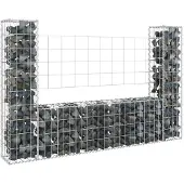 vidaXL Gabionenkorb U-Form mit 2 Säulen Eisen 140x20x100 cm