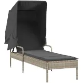 Syfax Sonnenliege mit Dach Hellgrau Poly Rattan
