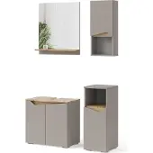 Vicco Badmöbel-Set Marelle Greige 4 Teile, Model 47699