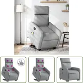 The Living Store Massagesessel mit Aufstehhilfe Hellgrau Stoff