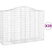 vidaXL Gabionen mit Hochbogen 20Stk. 200x50x140/160cm Verzinktes Eisen