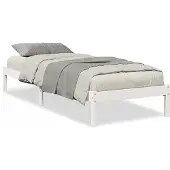 Syfax Massivholzbett Extra Lang ohne Matratze Weiß 80x220 Kiefernholz