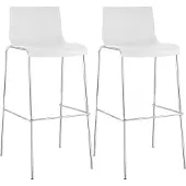 CLP 2er Set Barhocker Hover Kunststoff 4-Fuß Gestell 4-Fuß Gestell | Farbe weiß Gestell Farbe chrom