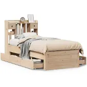 Syfax Bücherregalbett ohne Matratze 75x190 cm Massivholz Kiefer