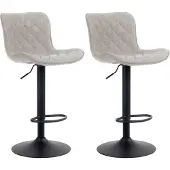 CLP 2er Set Barhocker Emma höhenverstellbar und 360 drehbar creme Material Samt