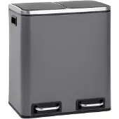 SVITA TM2X15 Treteimer 30 Liter 2x15L grau Abfalleimer Mülleimer Mülltrennung Stahl