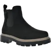 Big star Damen Chelsea-Boots für Winter, Schwarz, aus Kunststoff und Textil, mit flachem Absatz