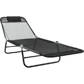 Syfax Klappbare Sonnenliege Schwarz 182 x 55 x 85,5 cm Textilene