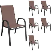 Mojawo 6er Outdoorstuhl Gartenstuhl robust Stapelstuhl Metall Textilen Braun