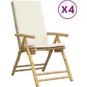 vidaXL Gartenstühle 4 Stk. Verstellbar Klappbar mit Kissen Bambus