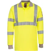 Portwest FR77 Flammhemmendes, antistatisches Warnschutz-Langarm-Polo-Shirt Yellow Gr. L