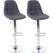 Mendler 2er-Set Barhocker MCW-A67, Barstuhl Tresenhocker, MVG- grau, Textil