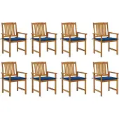 vidaXL Möbel Gartenstühle mit Kissen 8 Stk. Massivholz Akazie - Gartensessel 3078176