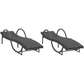 Syfax Sonnenliegen 2 Stk. mit Auflagen Grau Poly Rattan