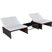 Syfax Outdoor-Lehnstühle 2 Stk. mit Tisch Braun Poly Rattan