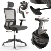 Arebos Bürostuhl ergonomisch | Verstellbare Kopfstütze & Armlehnen, 136 kg
