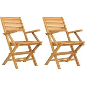 vidaXL Gartenstühle 2 Stk. Klappbar 55x62x90 cm Massivholz Teak