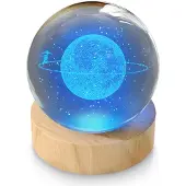 Mybeo 3D Planet Glaskugel, Leuchtende Kristallkugel, Dekolicht, Nachtlicht, Farbwechsel, RGB LED