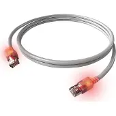 EasyLan DualBoot LED Patchkabel RJ45 S/FTP Cat.6A (Class EA), mit saCon Stecker, LSOH, grau, 1 m