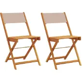 vidaXL Bistrostühle 2 Stk. Taupe Massivholz Akazie & Stoff