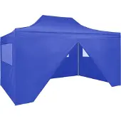 Syfax Profi-Partyzelt Faltbar mit 4 Seitenwänden 3×4m Stahl Blau