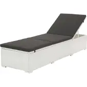 Syfax Sonnenliege mit Auflage Poly Rattan Weiß