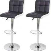 Mendler 2er-Set Barhocker MCW-G87, Tresenhocker Barstuhl, höhenverstellbar Kunstleder schwarz-weiß, Chromfuß