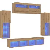 Syfax TV-Schrankset Wandmontiert 6 pcs Artisan-Eiche Holzwerkstoff