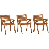 vidaXL Garten-Essstühle mit Kissen 3 Stk. Massivholz Akazie